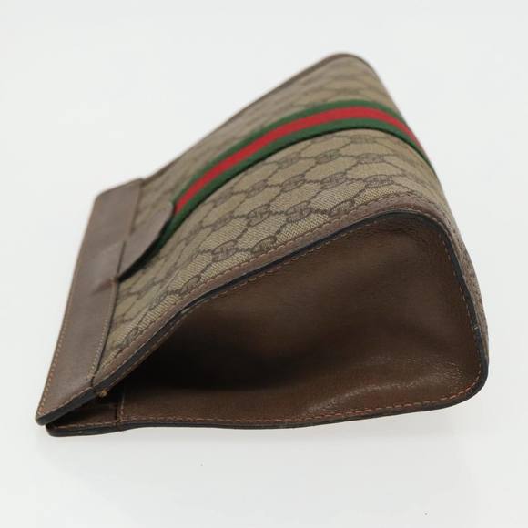 GUCCI GG Supreme Web Sherry Line Clutch Bag PVC Beige 84 014 2125 28 Auth th5404 - Picture 5 of 16